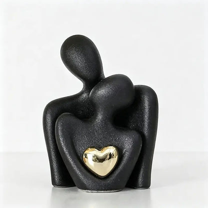 Abstract Couple Figurine Sculpture, Modern Embracing Couple Art Ornament
