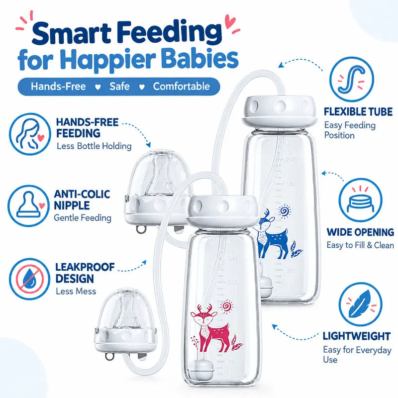 3-in-1 Baby Feeding Bottle 240ml – Adjustable Flow Silicone Nipple