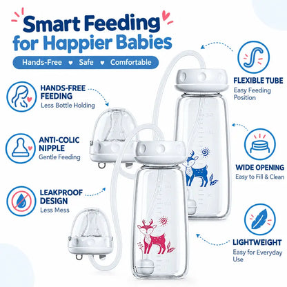 3-in-1 Baby Feeding Bottle 240ml – Adjustable Flow Silicone Nipple