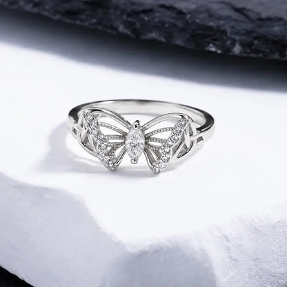 Butterfly Ring with 5A Cubic Zirconia Accent, Celtic Knot Design