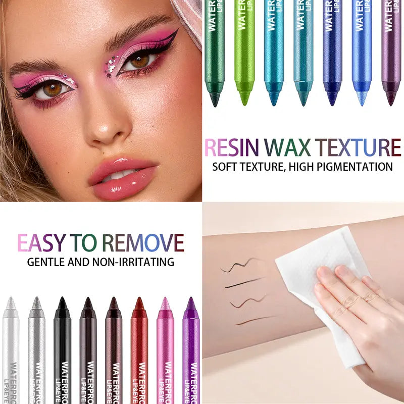 12Pcs Multi-Function Matte & Metallic Glitter Eyeliner Set