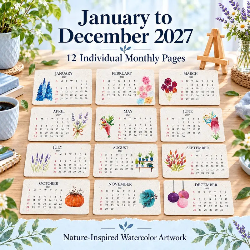 Eco-Friendly Plantable Grain Calendar 2027 with Stand