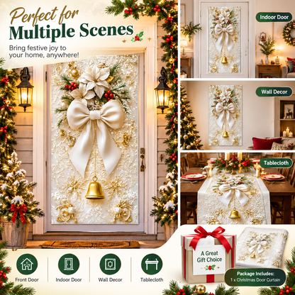 Christmas Door Decorations for Front Door, Fits Standard Door (90x200cm/35x79in)