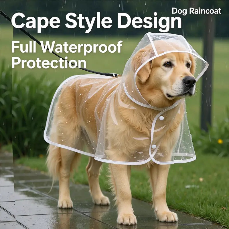 Transparent Thick Cape Dog Raincoat for Small Medium Dogs