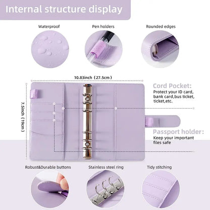 A6 Budget Binder Set 12pcs Budget Sheets & 8 Counts Binder Pockets & 10pcs Multi-colored Labels