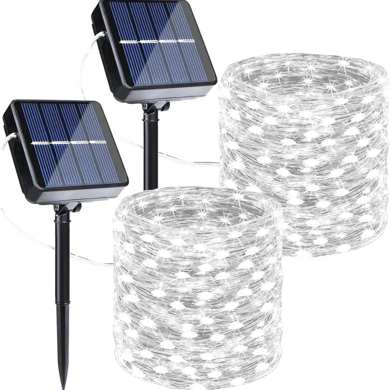 2-Pack Solar Outdoor String Lights, 80FT 200 LED Waterproof 8 Modes