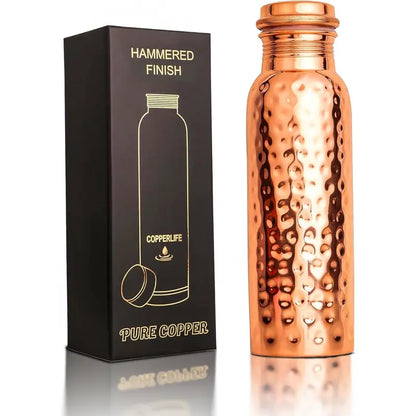 Copper Water Bottle 28.15 Ounces | 100% Pure Copper Hammered Design Handmade For Drinking Water