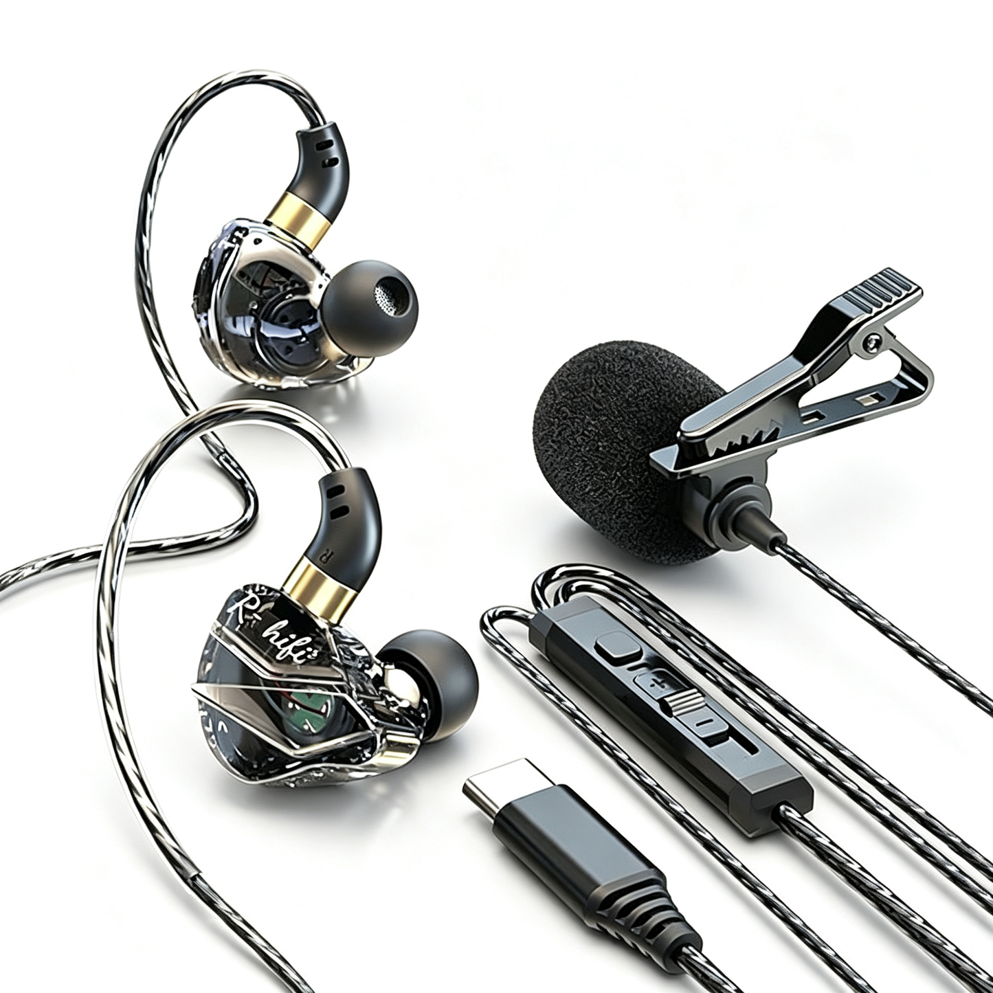 Professional Pro Gaming Earbuds, HiFi Earbuds with External Lavalier Mic