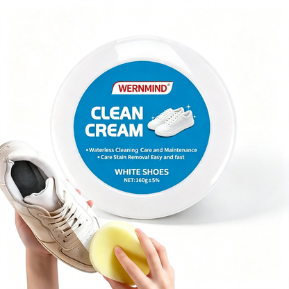 No-Wash White Footwear Cleaner Cream with Sponge for Leather Shoes and Sneakers
