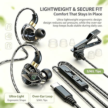 Professional Pro Gaming Earbuds, HiFi Earbuds with External Lavalier Mic