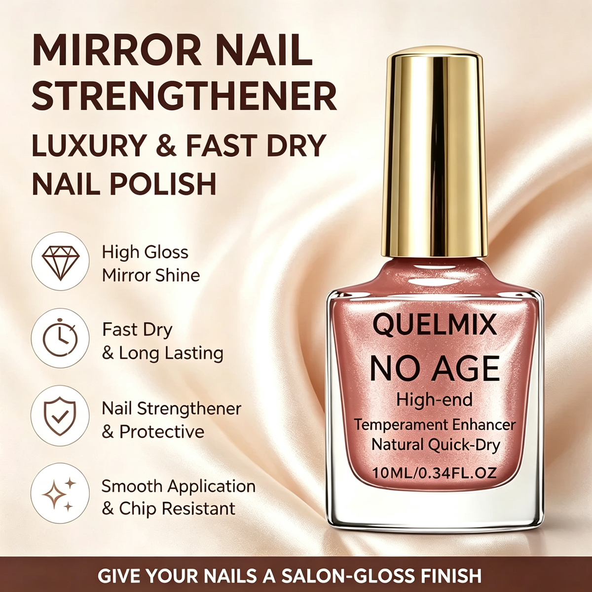 2PCS Quick Dry Mirror Nail Strengthener,Luxury Nail Polish