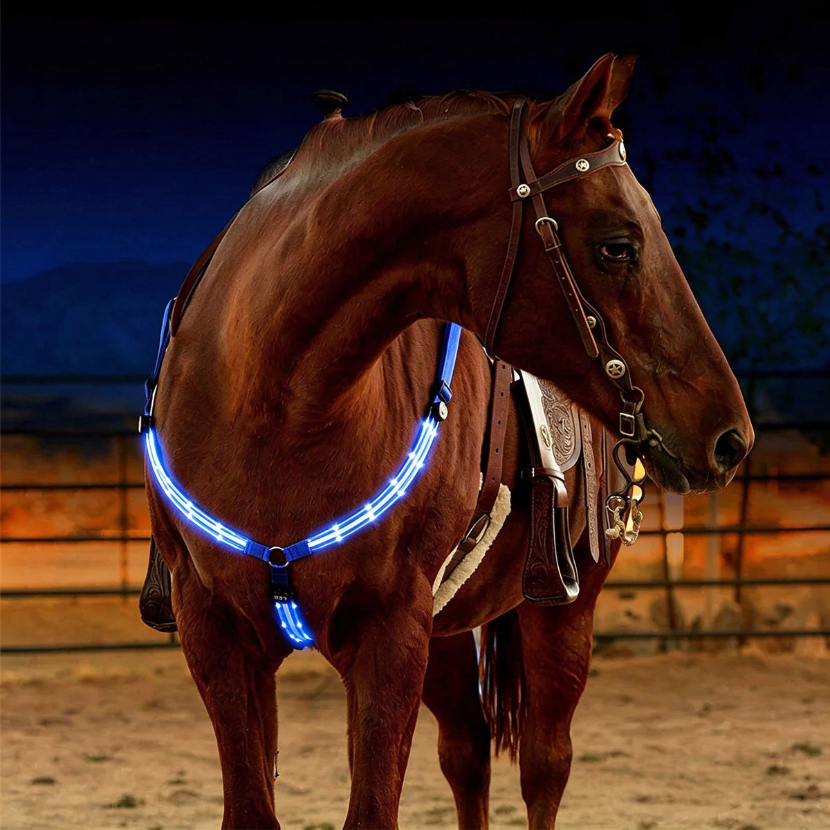 Adjustable LED Horse Breastplate Collar Harness Tack