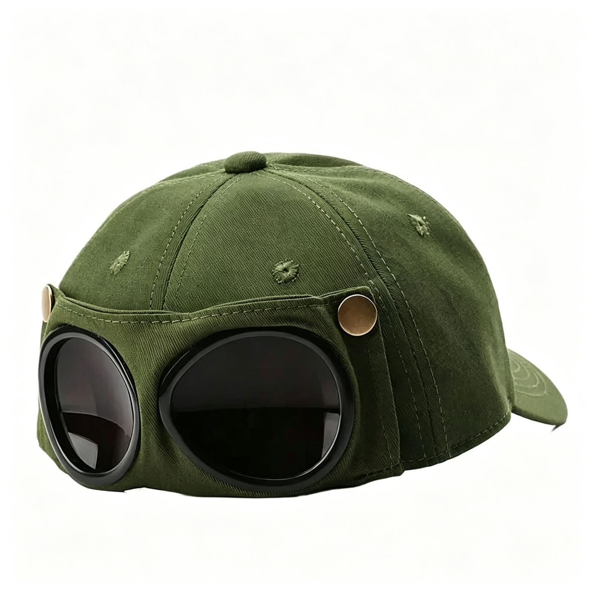 Detachable Goggle Pilot Baseball Cap Vintage Hat for Street Fashion & Daily Outfit