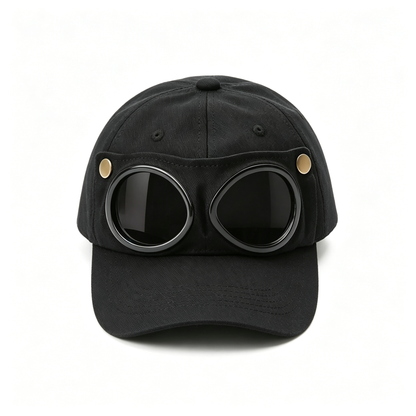 Detachable Goggle Pilot Baseball Cap Vintage Hat for Street Fashion & Daily Outfit