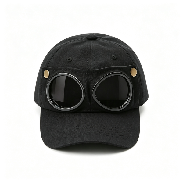 Detachable Goggle Pilot Baseball Cap Vintage Hat for Street Fashion & Daily Outfit