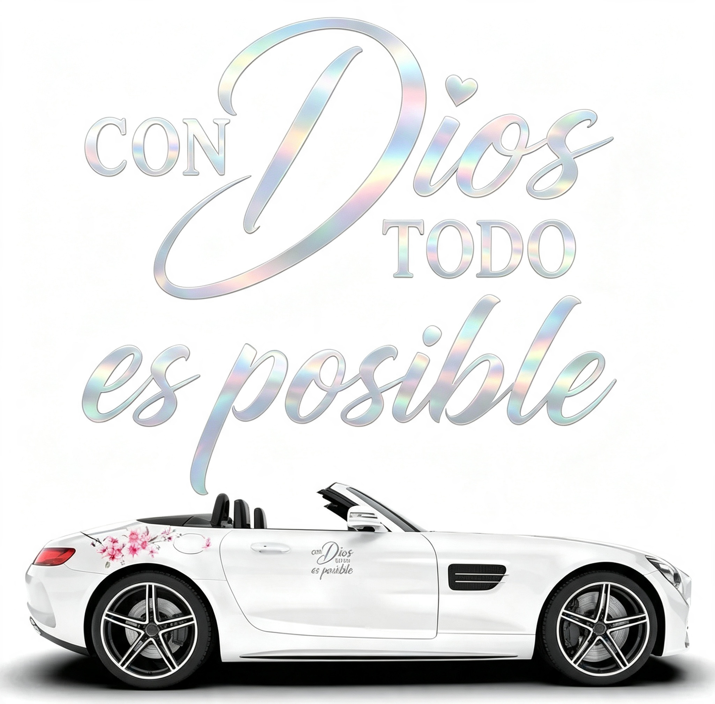 5PCS Con Dios Todo Es Posible Spanish Inspirational Faith Decal Cute Durable Vinyl Sticker