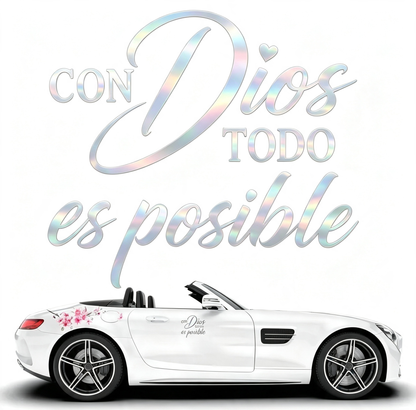 5PCS Con Dios Todo Es Posible Spanish Inspirational Faith Decal Cute Durable Vinyl Sticker