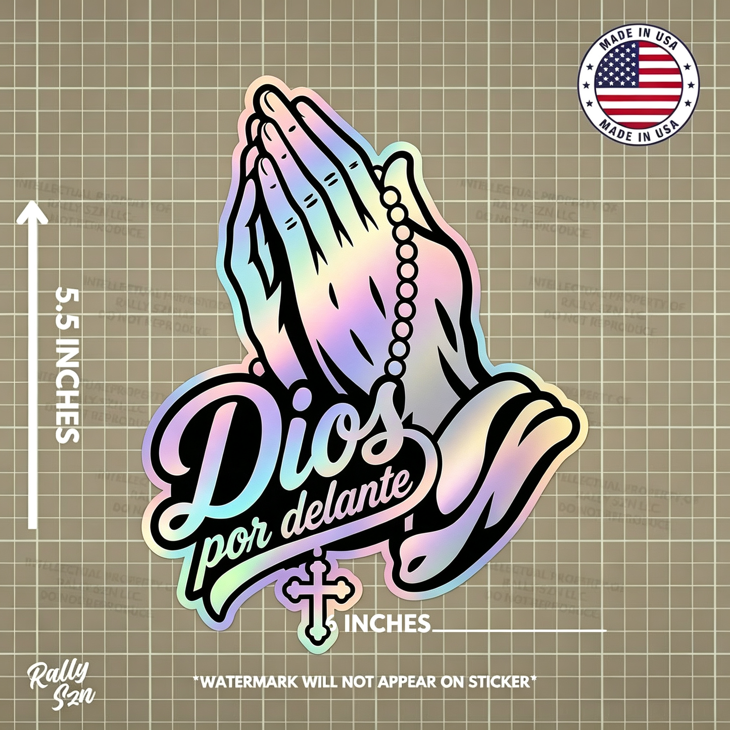 4PCS Dios por delante manos orando Car Sticker – Holographic Religious Faith Vinyl Decal