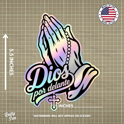 4PCS Dios por delante manos orando Car Sticker – Holographic Religious Faith Vinyl Decal