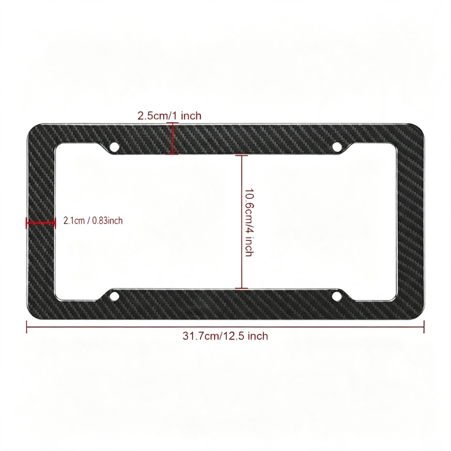 2 Pack Carbon Fiber License Plate Frames with Fasteners and Screws