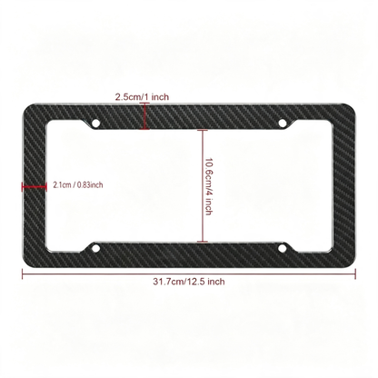 2 Pack Carbon Fiber License Plate Frames with Fasteners and Screws