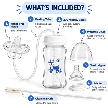 3-in-1 Baby Feeding Bottle 240ml – Adjustable Flow Silicone Nipple