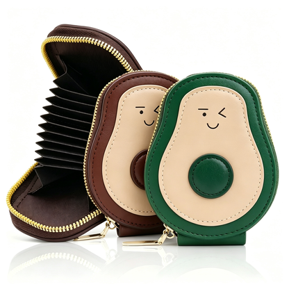 2Pcs Cute Avocado Leather Wallet Card Holder, RFID Blocking Purse