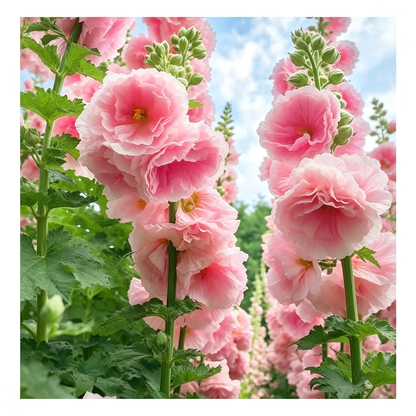 500 PCS Hollyhock Pip– Colorful Tall Blooms, Heirloom & Non-GMO