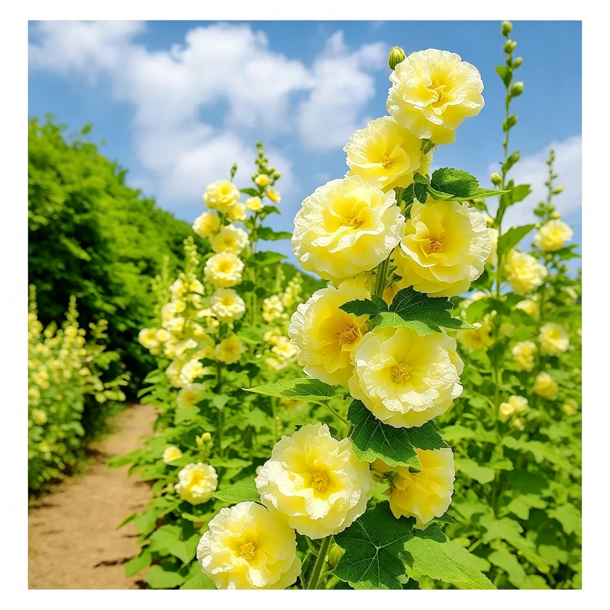 500 PCS Hollyhock Pip– Colorful Tall Blooms, Heirloom & Non-GMO