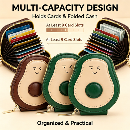2Pcs Cute Avocado Leather Wallet Card Holder, RFID Blocking Purse