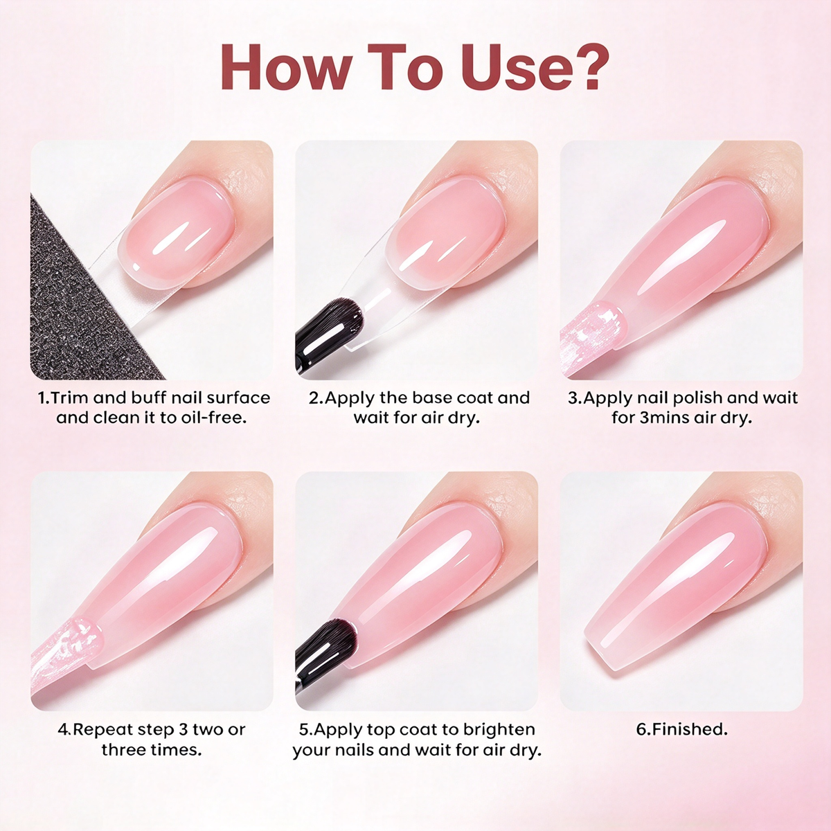 2PCS Natural Pink Nail Hardener Quick-Drying Nail Strengthener