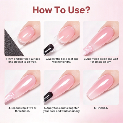 2PCS Natural Pink Nail Hardener Quick-Drying Nail Strengthener
