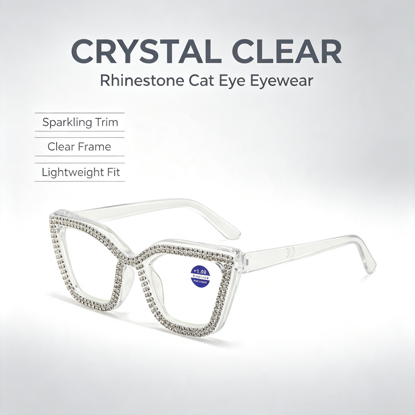 Rhinestone bling Diamond Reading Glasses Square Blue Light Blocking Readers