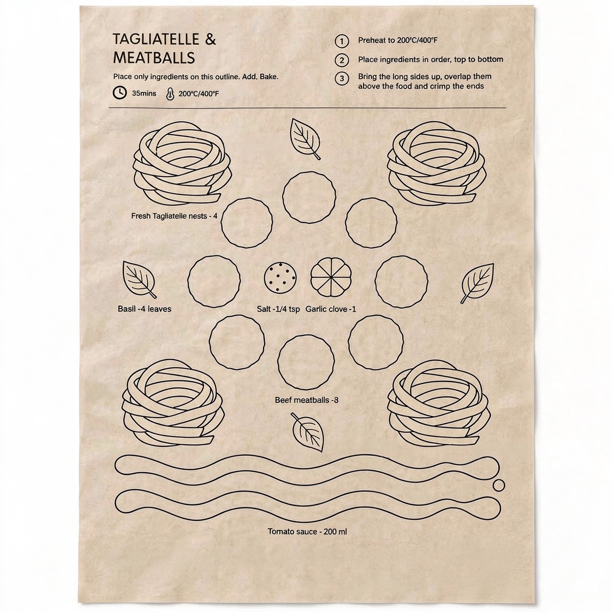 24pcs Recipe‐Printed Baking Paper Convenient Home Oven Cooking Sheet