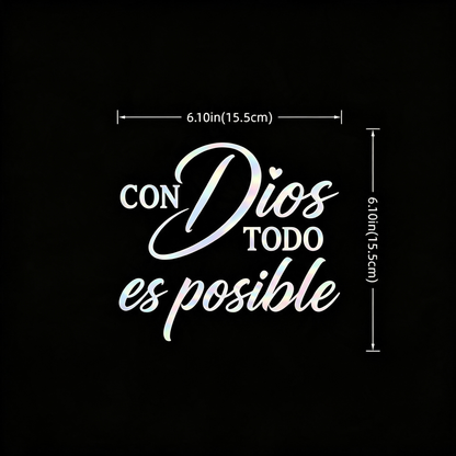 5PCS Con Dios Todo Es Posible Spanish Inspirational Faith Decal Cute Durable Vinyl Sticker