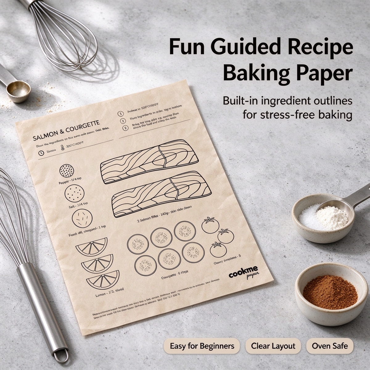 24pcs Recipe‐Printed Baking Paper Convenient Home Oven Cooking Sheet