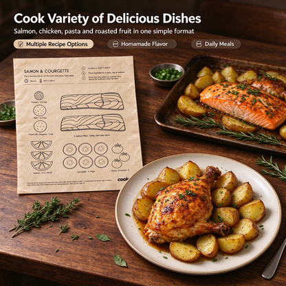 24pcs Recipe‐Printed Baking Paper Convenient Home Oven Cooking Sheet