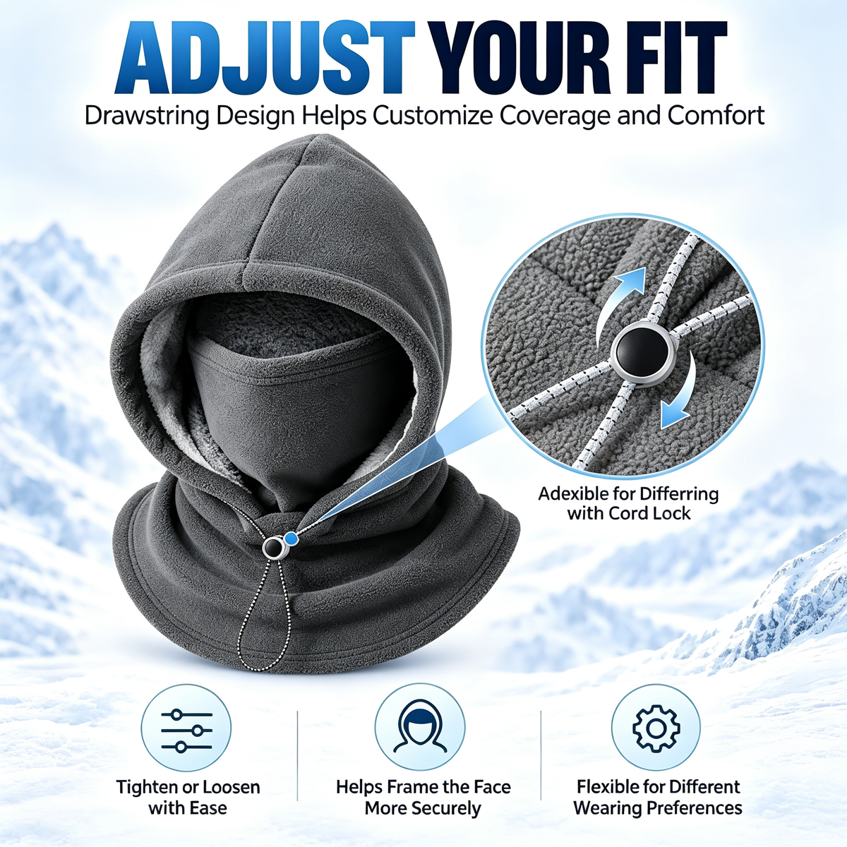 Fleece Balaclava Hood, One‑Piece Winter Full Head Face Neck Cover