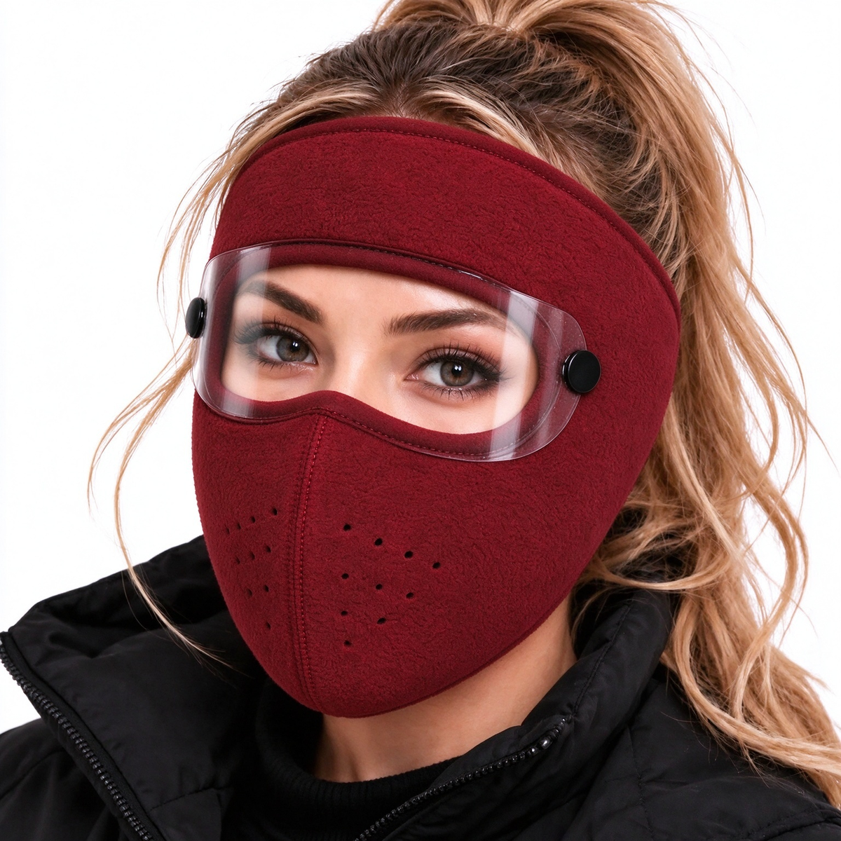 Winter Face Mask with Detachable Goggles, Windproof Thermal