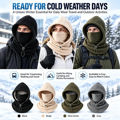 Fleece Balaclava Hood, One‑Piece Winter Full Head Face Neck Cover