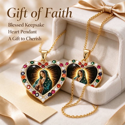 Crystal Rhinestone Virgin Mary Catholic Necklace