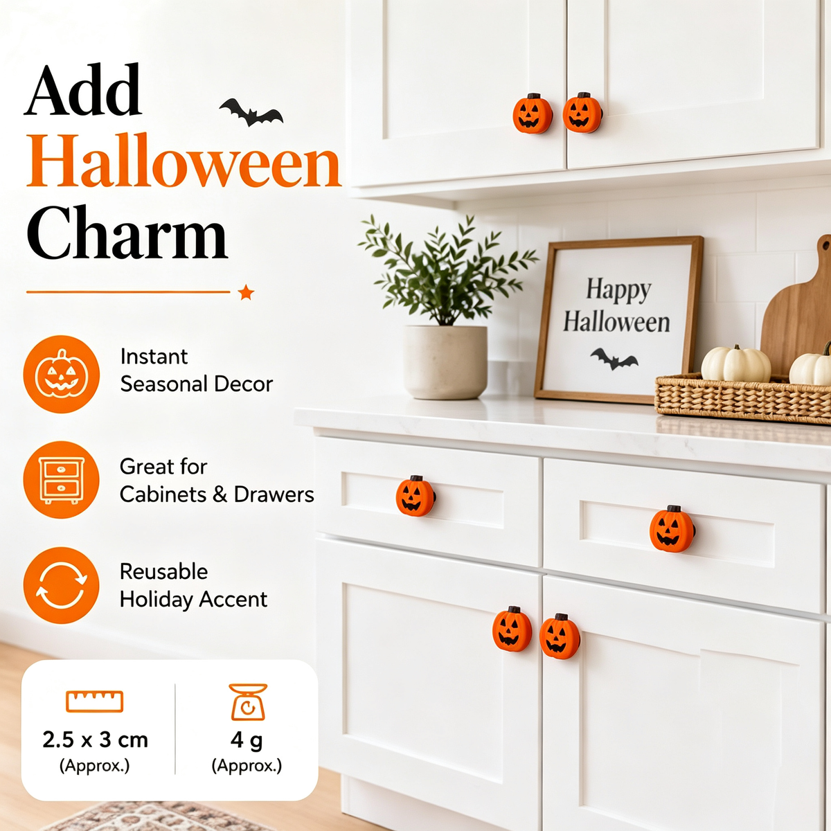 10‑Pack Halloween Jack‑O‑Lantern Decorative Knob Covers