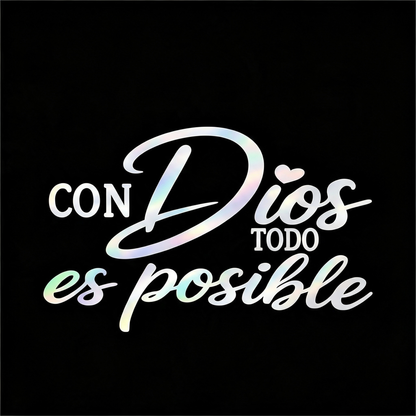 5PCS Con Dios Todo Es Posible Spanish Inspirational Faith Decal Cute Durable Vinyl Sticker