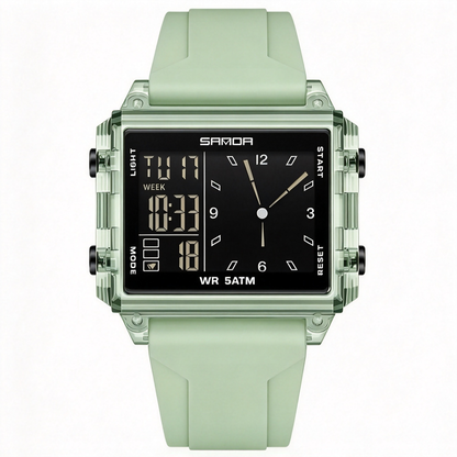 Unisex Analog-Digital Fashion Watch, Waterproof Luminous Multi-Function