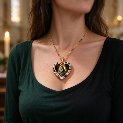 Crystal Rhinestone Virgin Mary Catholic Necklace
