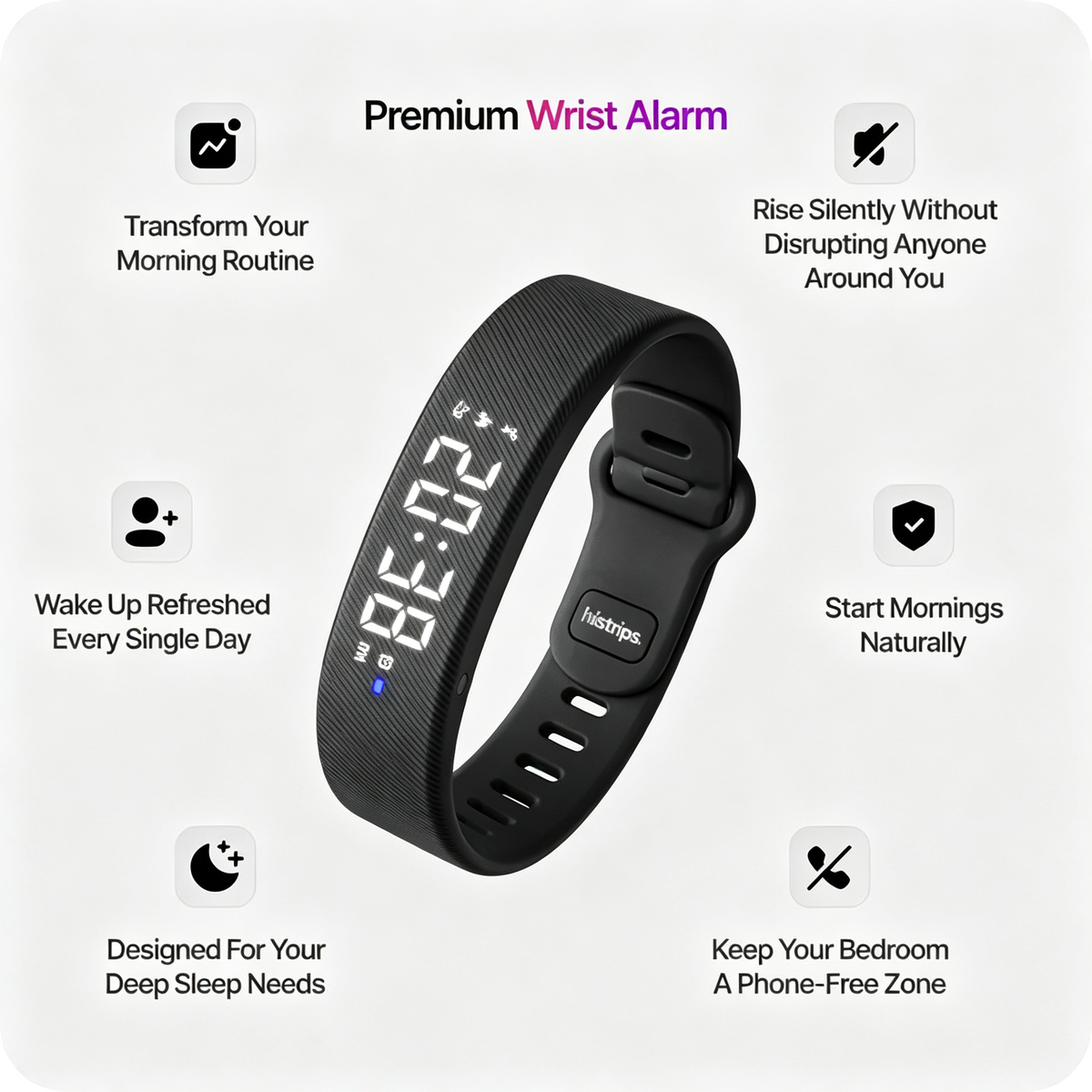 Silent Vibration Alarm Clock - Wrist-Worn Wake-Up Device