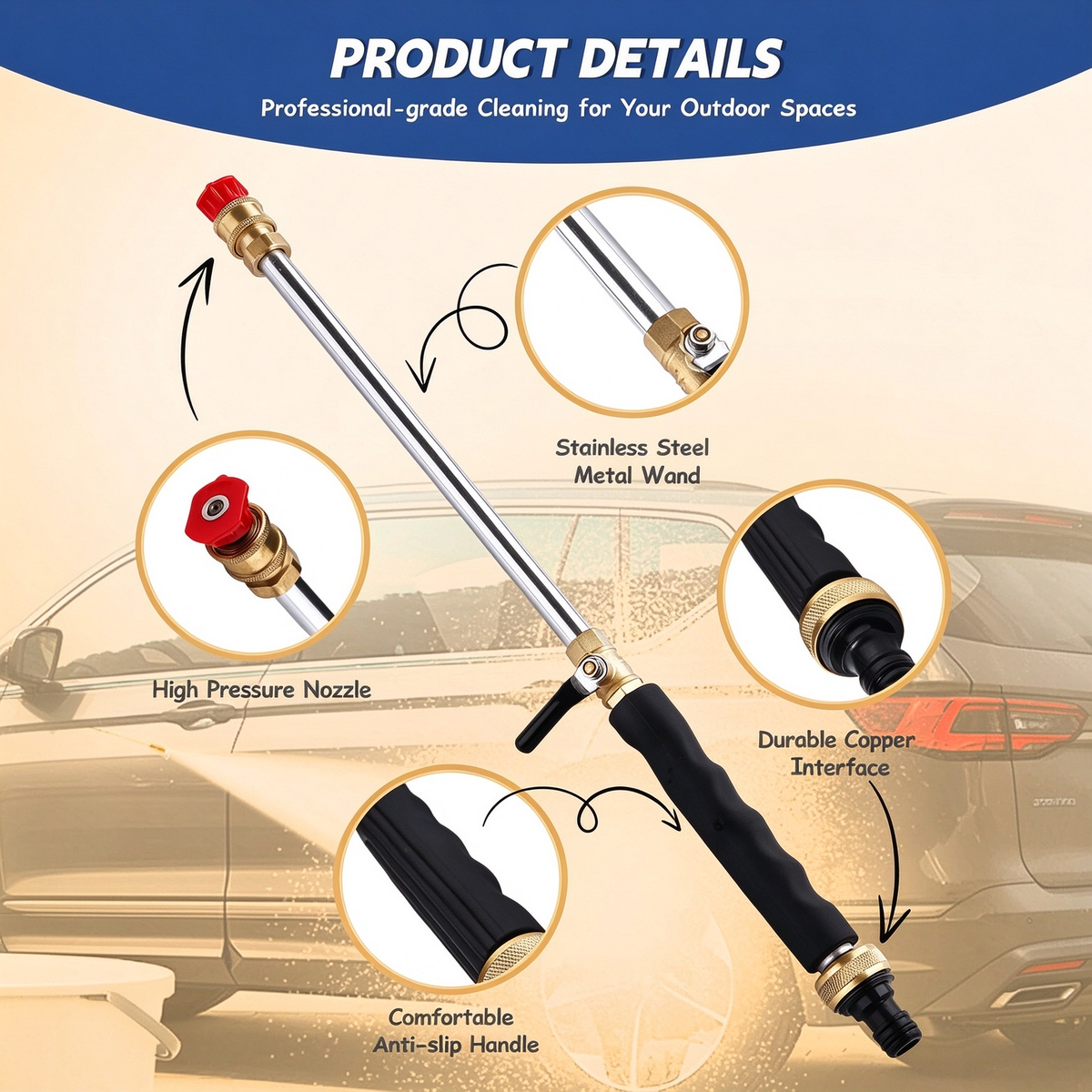 Upgraded Jet Nozzle Power Washer for Garden Hose