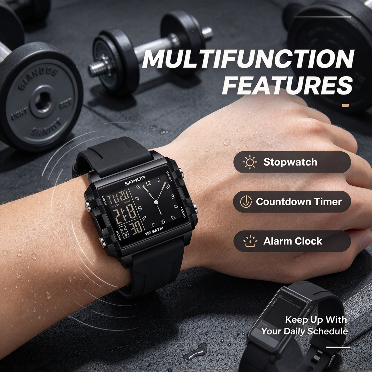 Unisex Analog-Digital Fashion Watch, Waterproof Luminous Multi-Function
