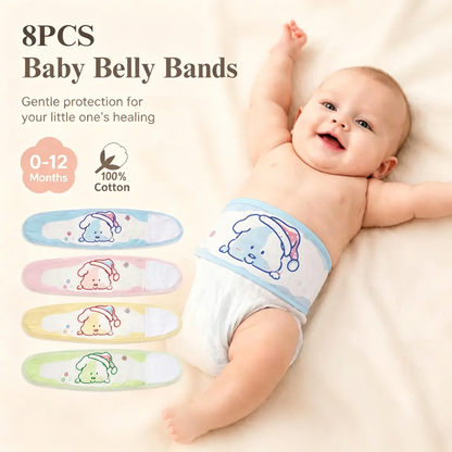 4 Pack Baby Belly Button Bands – Soft Cotton Umbilical Cord Wraps