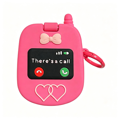 3D Kawaii Soft Silicone Makeup Mirror Puppy Retro Pink Cover For Airpods